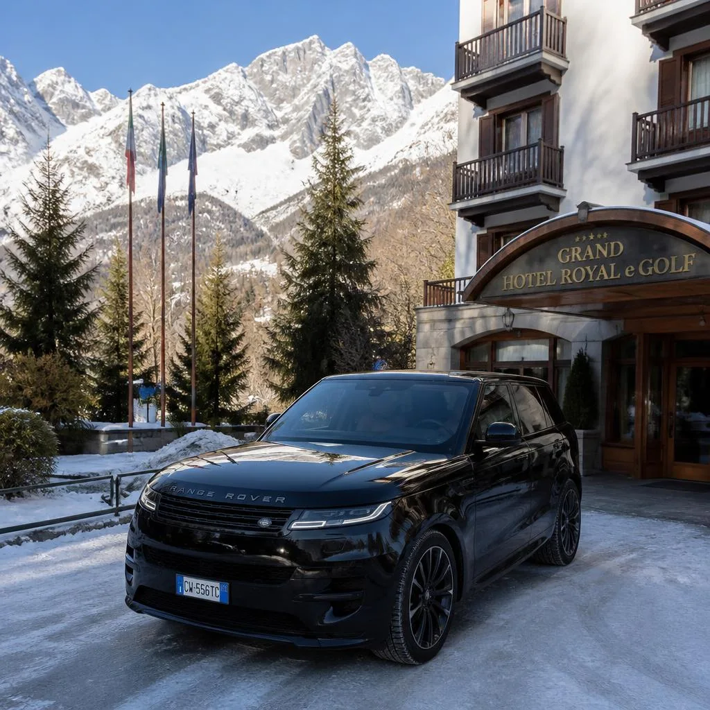 Range Rover Sport SV consegnata al Grand Hotel Royal e Golf di Courmayeur da Rial Rent