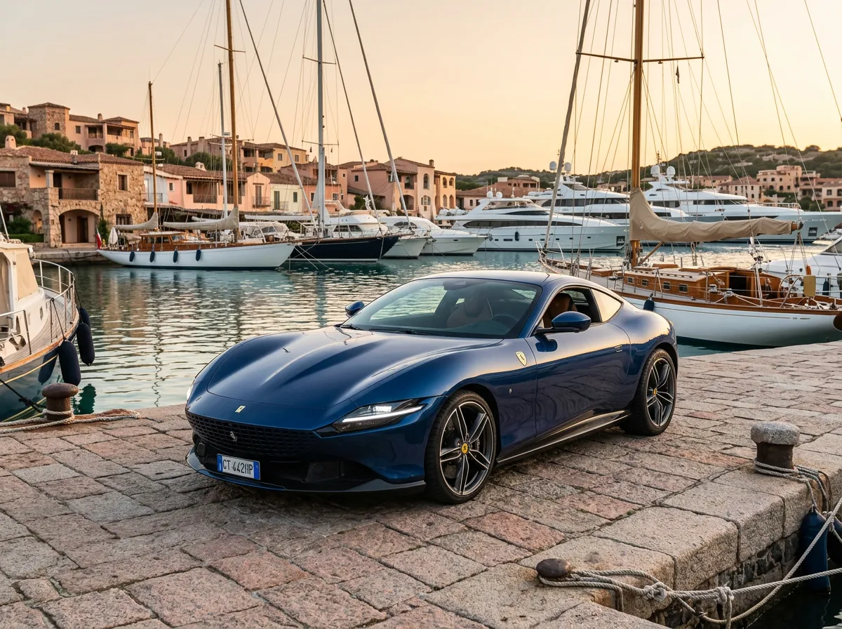 Ferrari Roma Spyder consegnata al Molo Vecchio di Porto Rotondo da Rial Rent
